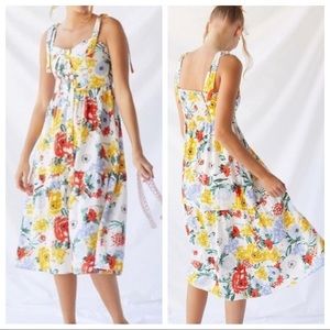 Urban Outfitters positano floral button front midi dress